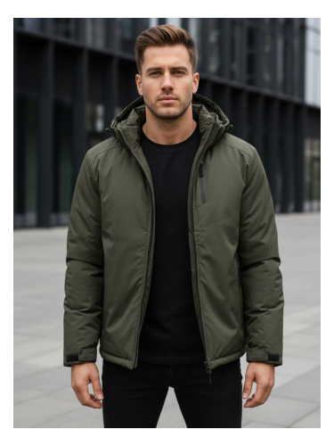 Мъжко зимно яке в маслиненозелен цвят