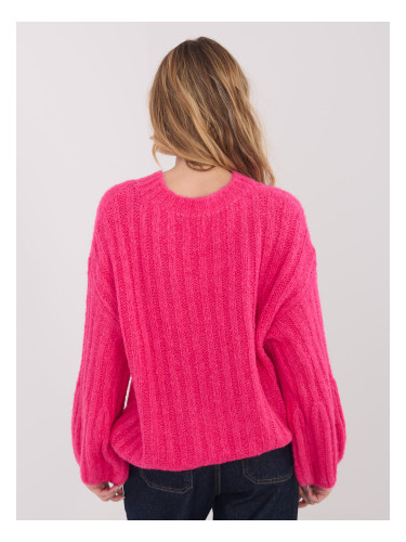 Розов пуловер с дълги ръкави