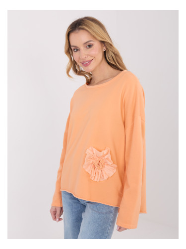 Оранжева блуза с флорални детайли