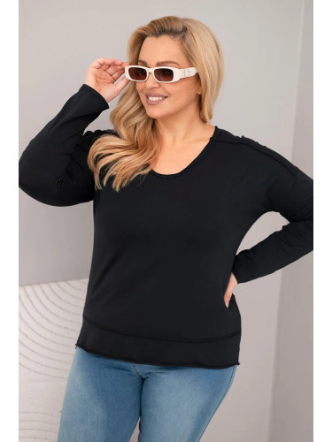 Блуза с големи размери с V-образно деколте и удължен гръб