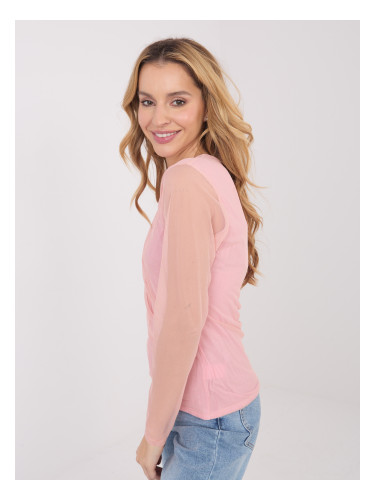 Розова блуза с дълъг ръкав