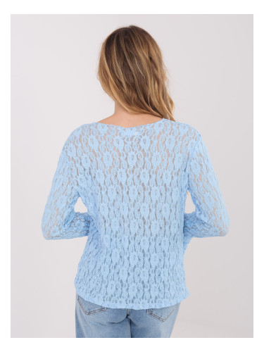 Светлосиня дантелена блуза