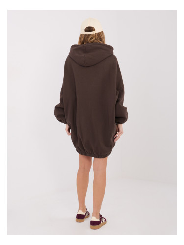 Дамски суичър с качулка, тъмнокафяв