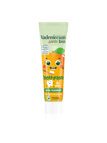 Vademecum BIO Junior детска паста за зъби с флуорид от 6-годишна възраст Minty Mango 50 мл.