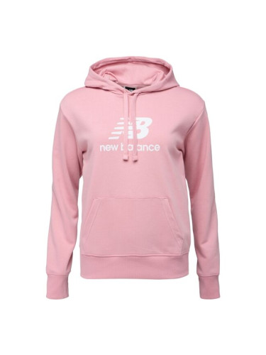 New Balance ESSENTIALS STACKED LOGO FRENCH TERRY HOODIE W Дамски суитшърт, розово, размер