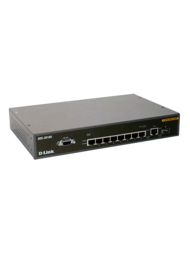Суич D-Link 8-Port 10/100Mbps Managed Switch with 1 1000Base-T and 1 SFP Port