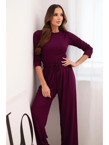 Дамски комплект от вискоза с топ и широки панталони