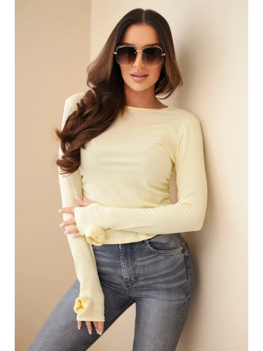 Kesi Włoski Women's ribbed blouse with side gathering yellow