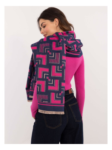 Navy blue and fuchsia women's scarf with patterns