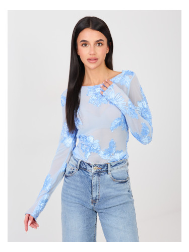 Светлосиня блуза с шарки