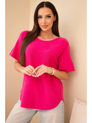 Дамски свободен пуловер с къс ръкав