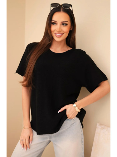 Дамски пуловер Kesi с къс ръкав, черен