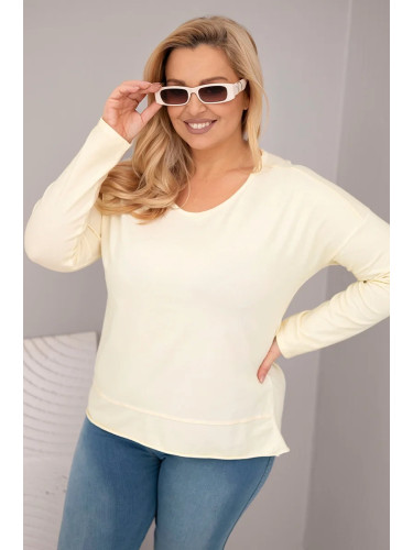 Kesi Włoski Women's Plus Size V-neck distressed blouse with a longer back yellow