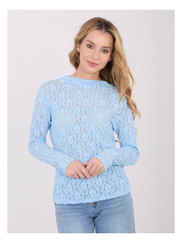 Светлосиня дантелена блуза