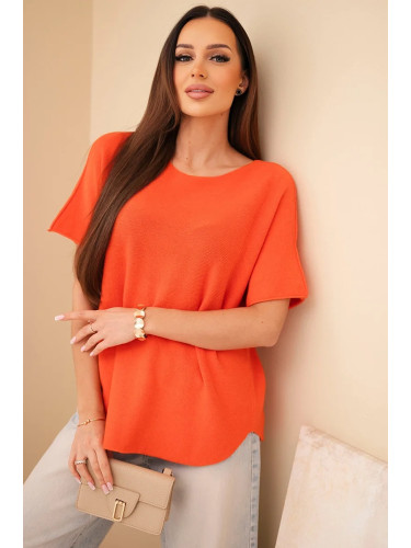 Kesi Włoski Women's short-sleeve loose-fit sweater orange