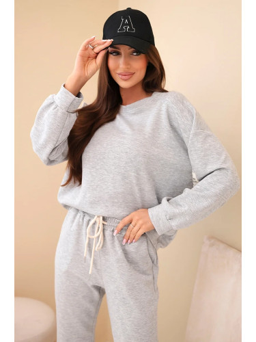 Kesi Włoski Set sweatshirt + pants buttery fabric light gray