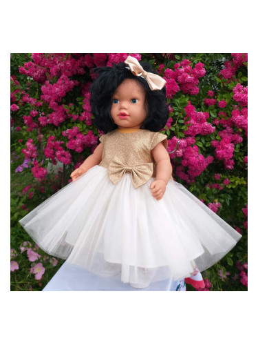 Официална детска рокля в бяло и златисто