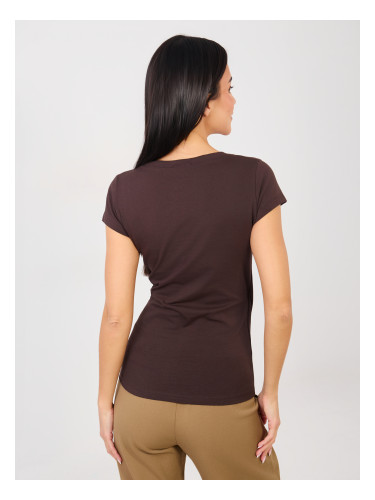 Дамска тениска с къс ръкав, тъмнокафява