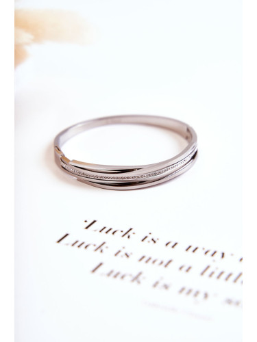 Дамска стоманена гривна с циркони