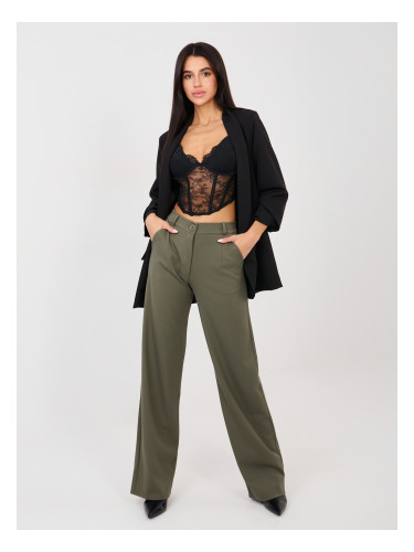 Панталон с висока талия в цвят каки