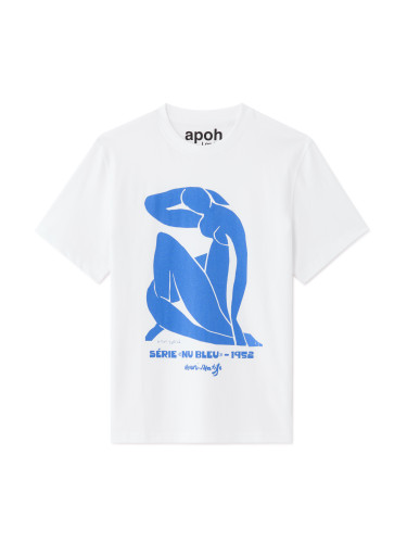 Бяла тениска със син мотив на Матис