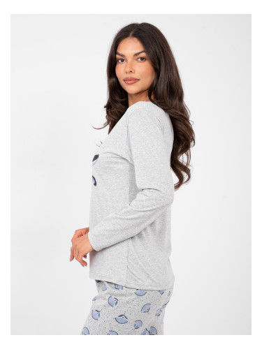 Дамска сива пижама с щампа