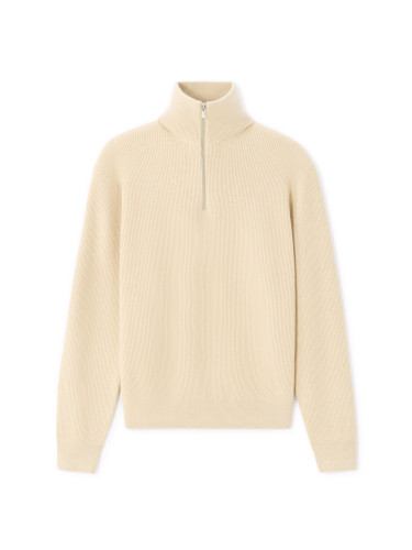 Бежов пуловер Celio с висока яка