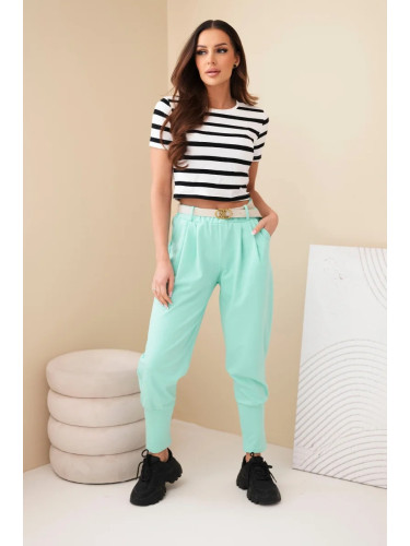 Дамски панталон с висока талия и колан