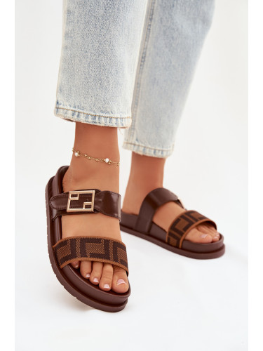 Дамски чехли със златна катарама Fiorisse