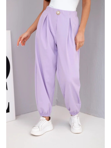 Дамски панталон с висока талия и декоративно копче