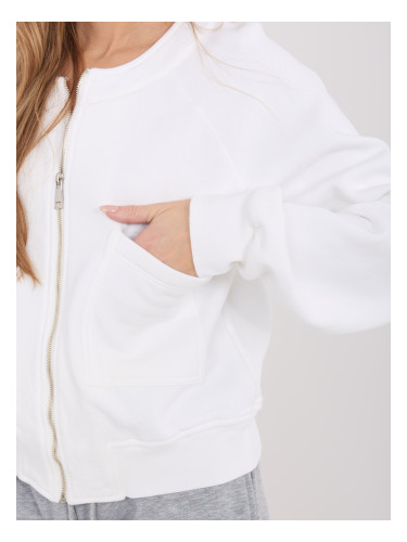 Дамски суитшърт с цип в цвят екрю
