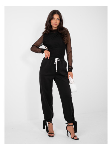 Черни панталони с прозрачни ръкави