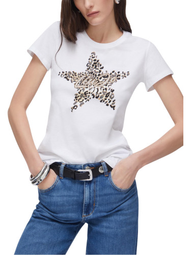 Бяла тениска с леопардова звезда