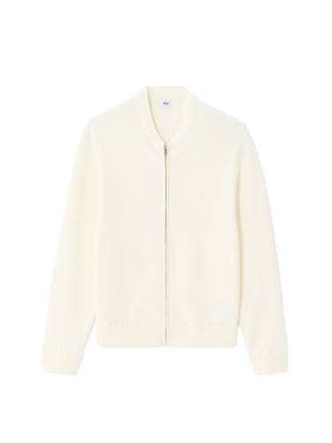 Мъжки бял пуловер с цип