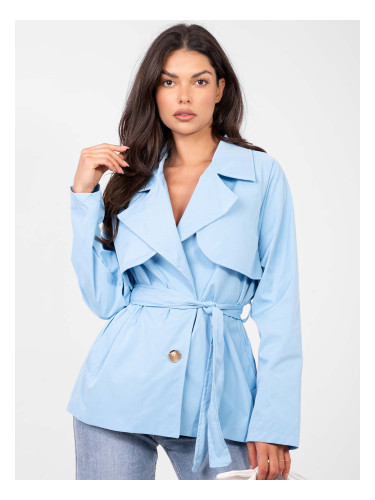 Светлосин тренчкот с колан