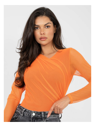 Оранжево боди с дълъг ръкав