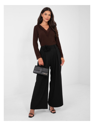 Тъмнокафява блуза с дълъг ръкав