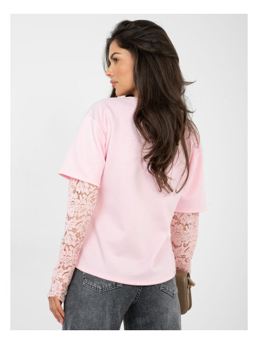 Светло розова блуза с къс ръкав
