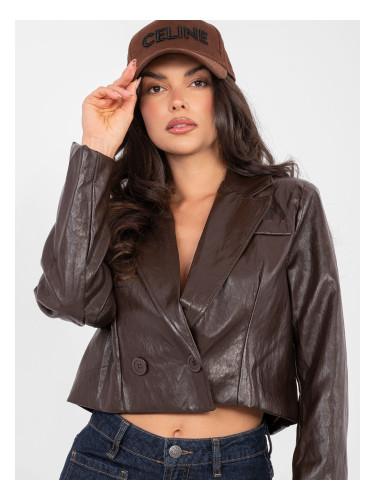 Дамско кожено яке, тъмнокафяво