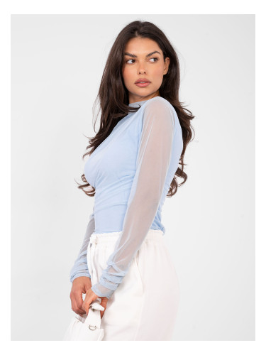 Светлосиня блуза с дълъг ръкав
