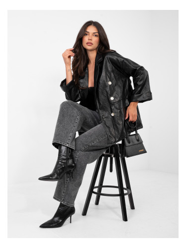 Черно кожено сако