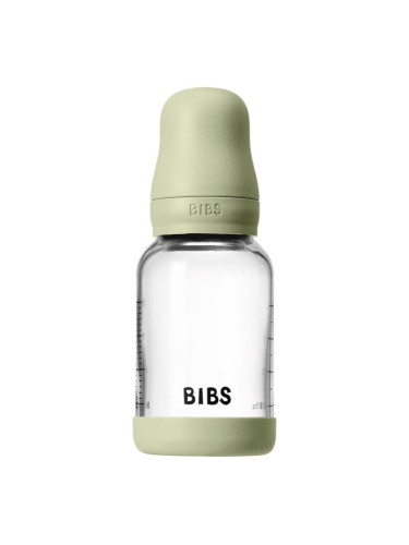 BIBS Baby Glass Bottle Silicone шише против колики със силиконова приставка за пиене Sage 120 мл.