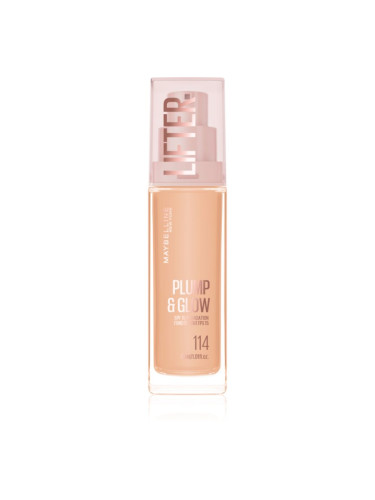MAYBELLINE NEW YORK Lifter Plump & Glow озаряващ фон дьо тен за естествен вид цвят 114 30 мл.