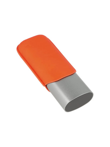 Калъф за 2 пури Angelo, метал/кожа, оранжев