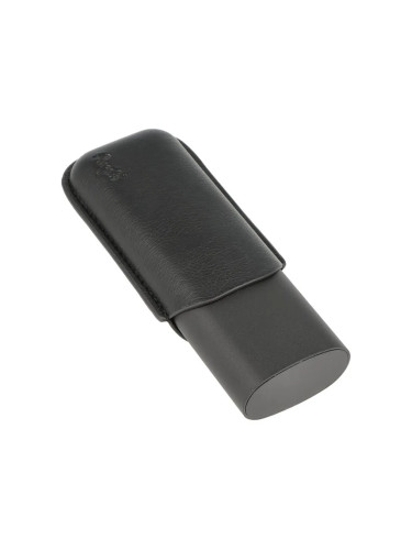 Калъф за 2 пури Angelo, метал/кожа, черен