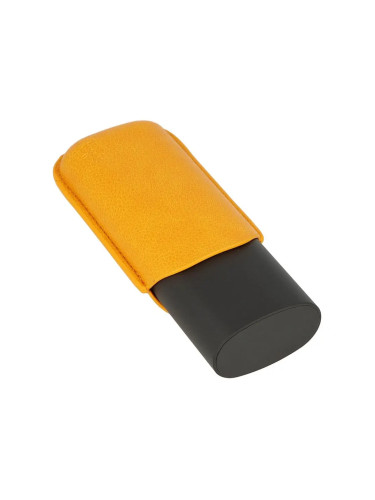 Калъф за 2 пури Angelo, метал/кожа, жълт