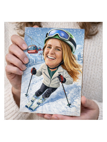 Персонализиран дървен плакет с AI карикатура по снимка