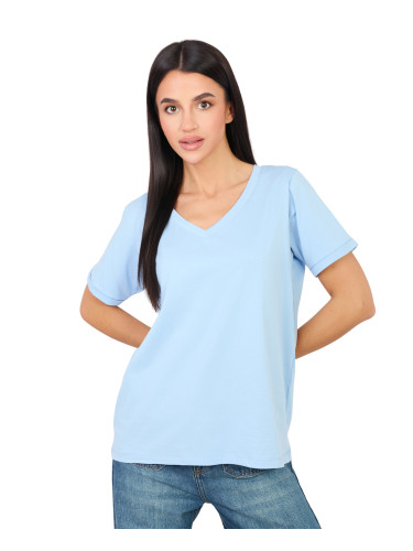 Дамска светлосиня тениска с къс ръкав