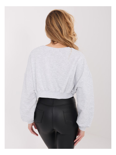 Светлосив суитшърт с къс ръкав