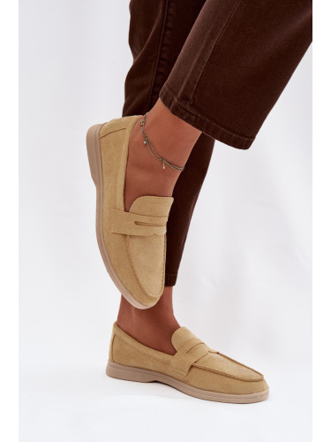 Дамски мокасини от ековелур, жълти